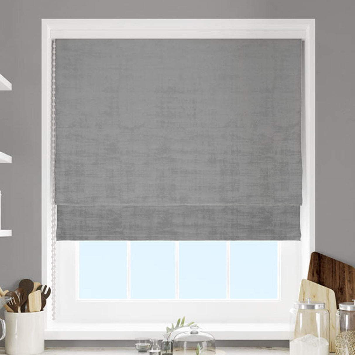 Azurite Grey Made To Measure Roman Blind by Style Furnishings