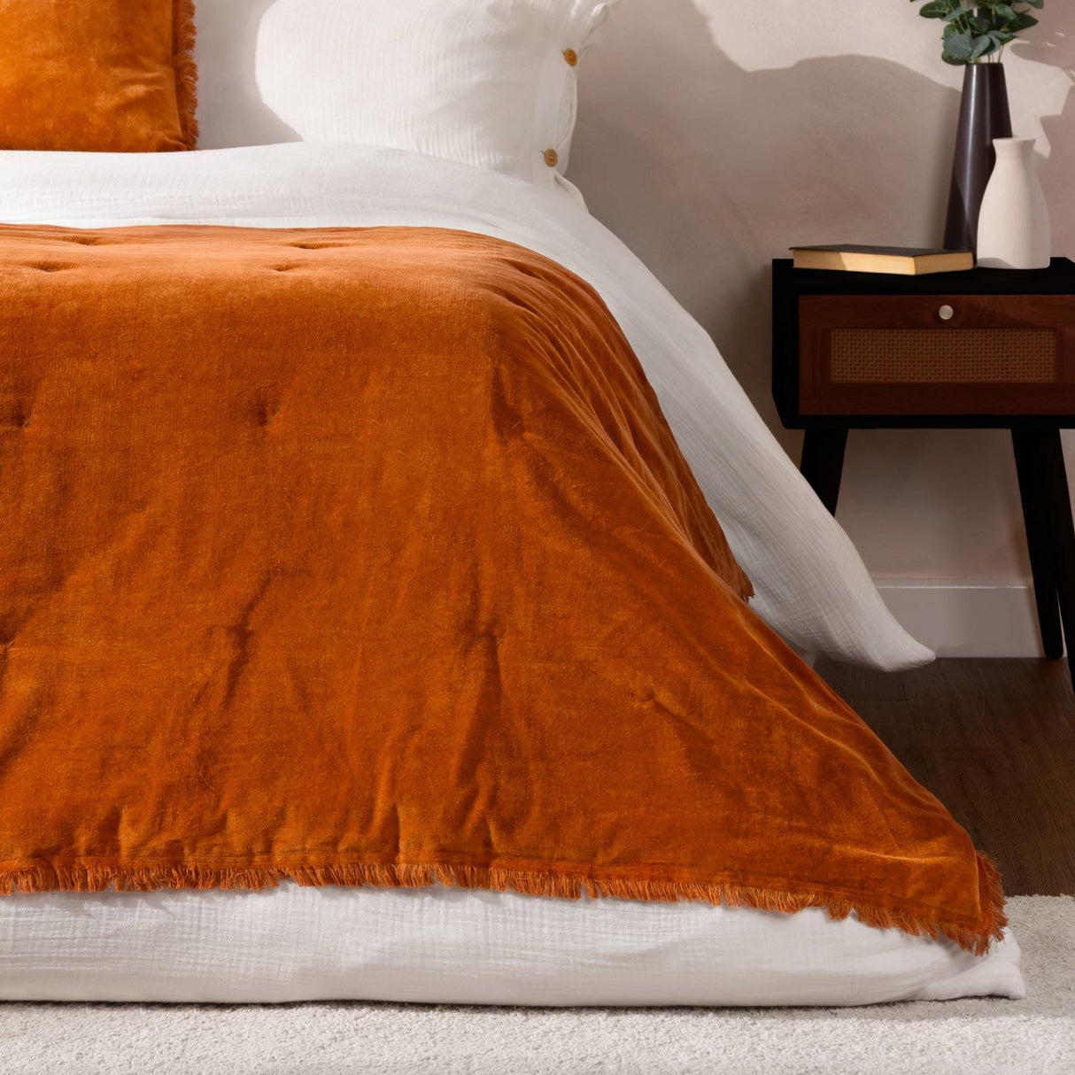 Jaye Cotton Velvet Filled Bedspread 140cm x 220cm by Yard 12