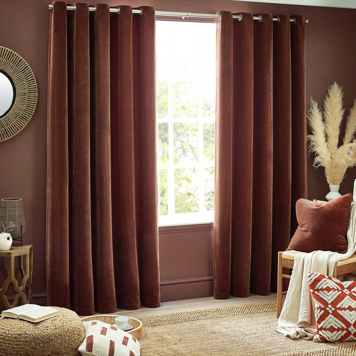 Heavy Chenille Room Darkening Eyelet Curtains by Yard