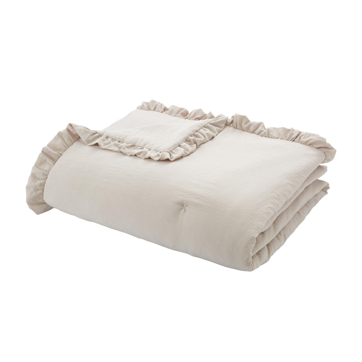 Bianca Soft Washed Frill Bedspread Beige 220cm x 230cm 7