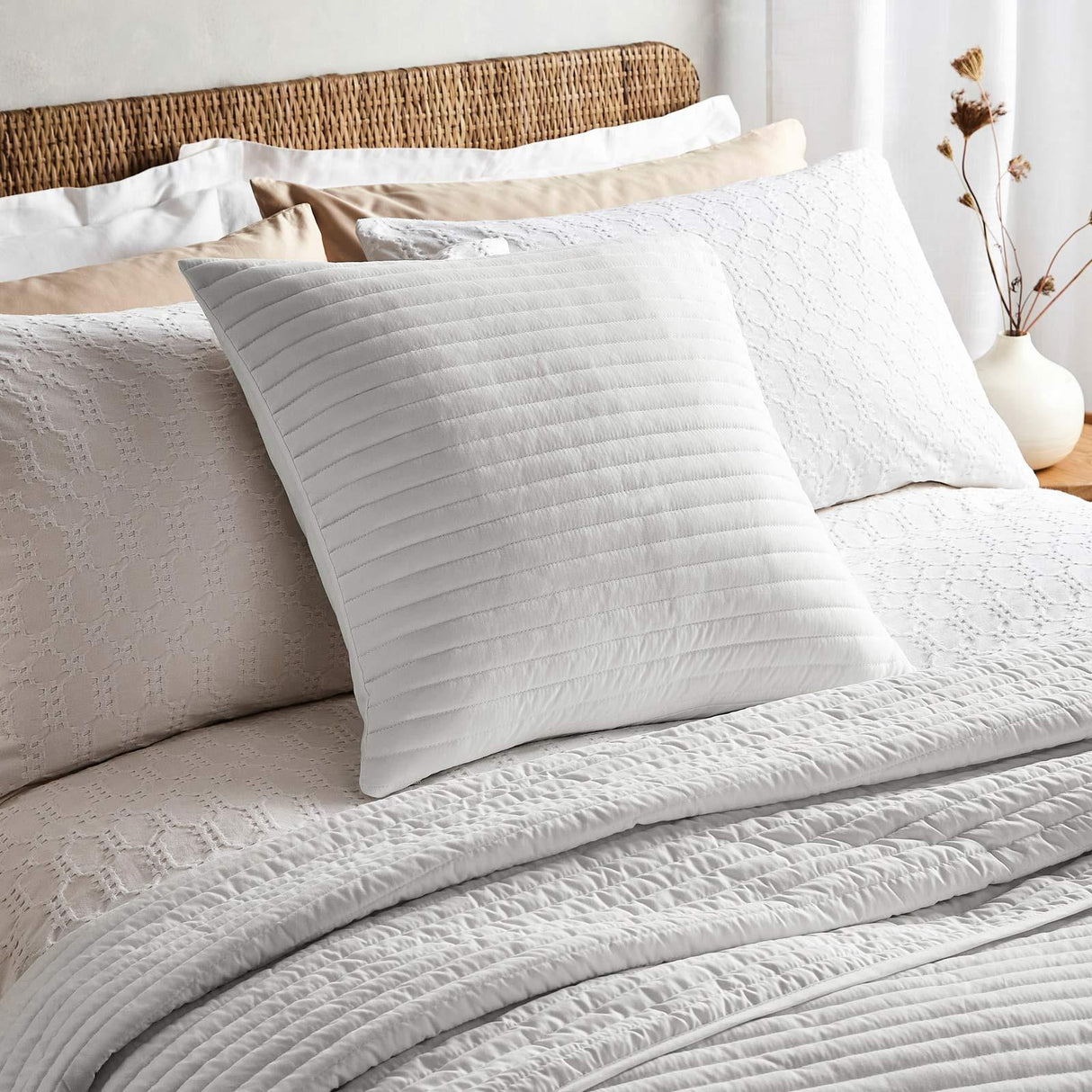 Bianca Quilted Lines Filled Cushion 55cm x 55cm 5