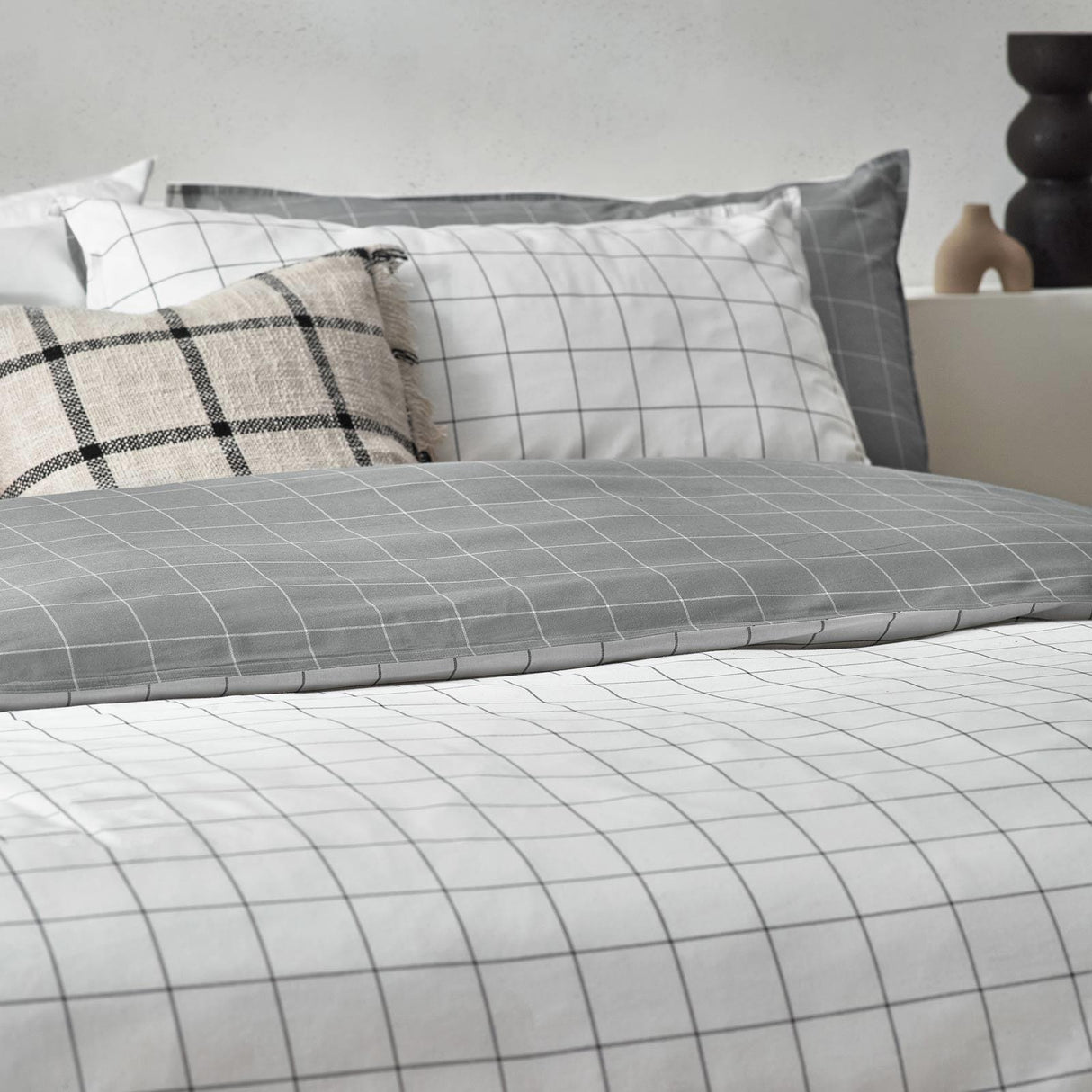 Howarth Check White + Black Duvet Cover Set
