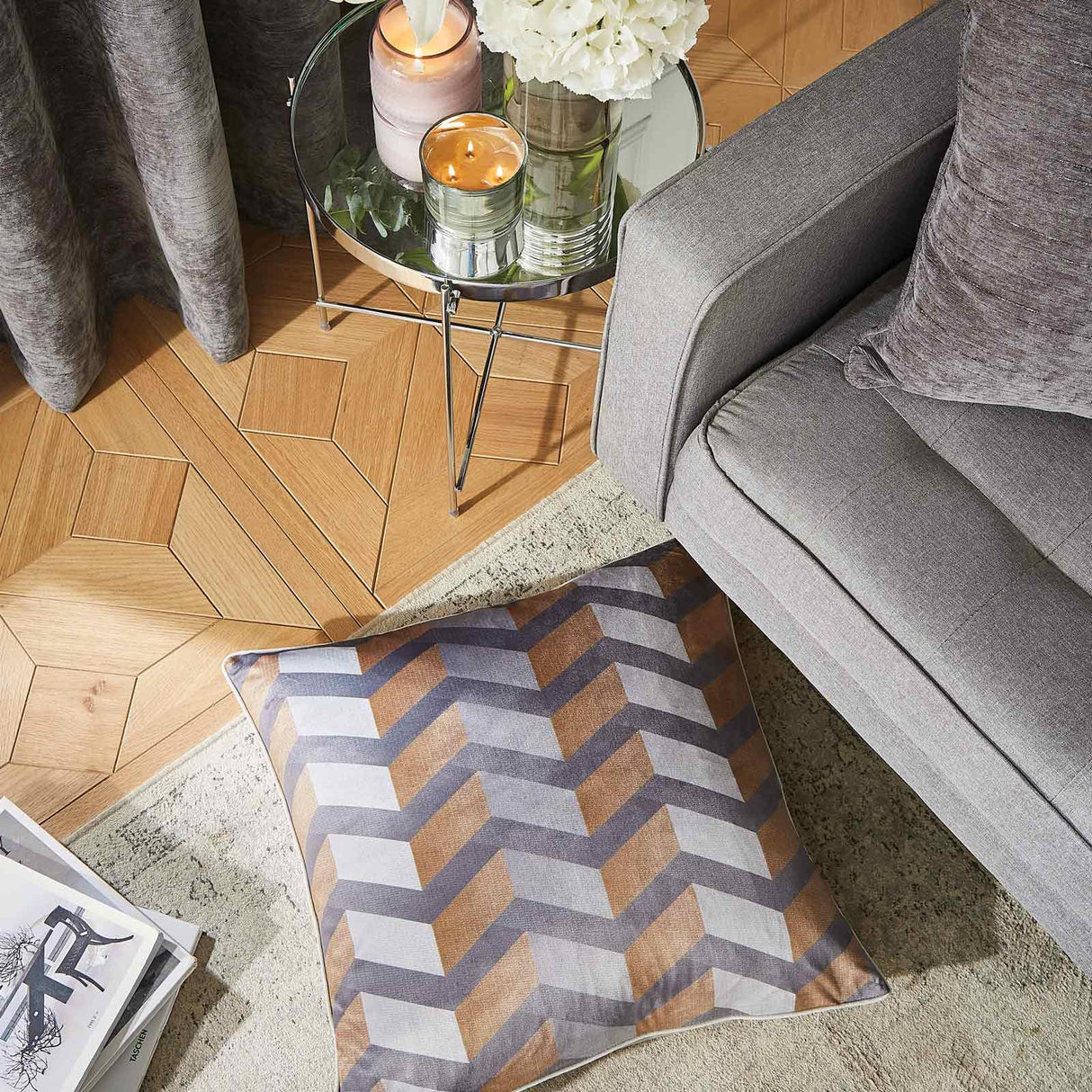 Hyperion Interiors Evander Geo Cushion Cover or Filled Cushion 55cm x 55cm 2