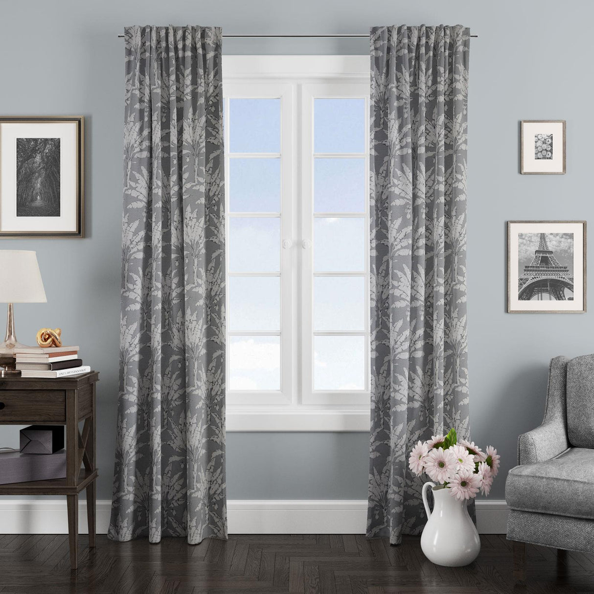 Palm House Pewter Made To Measure Curtains by Style Furnishings