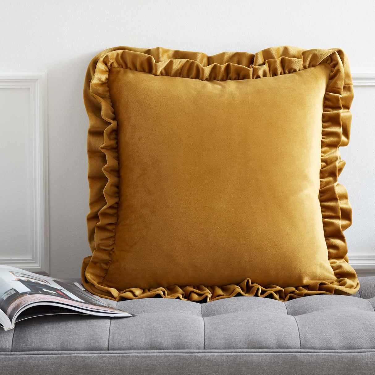 Catherine Lansfield So Soft Double Frill Filled Cushion 43cm x 43cm 18