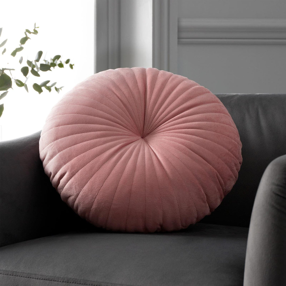 Catherine Lansfield Pleated Round Button Filled Cushion 20