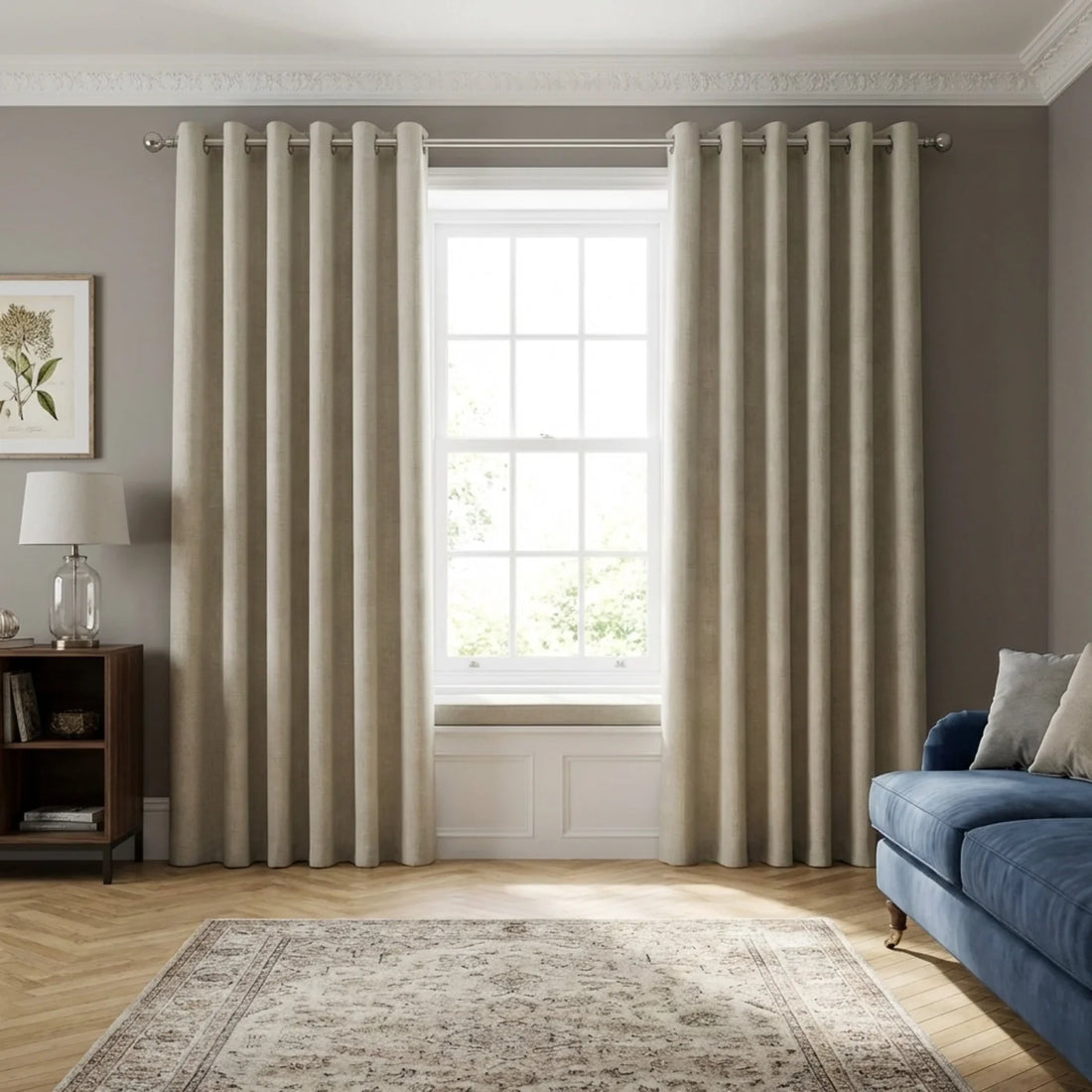 Vogue Cream Thermal Dimout Eyelet Curtains Textured Embossed