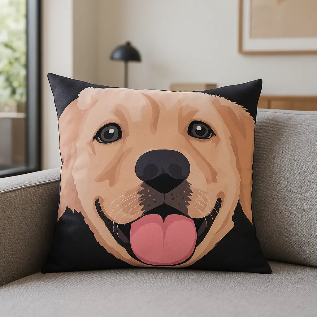 Animal and Inspirational Velvet Cushion Cover 45cm x 45cm - Golden Labrador
