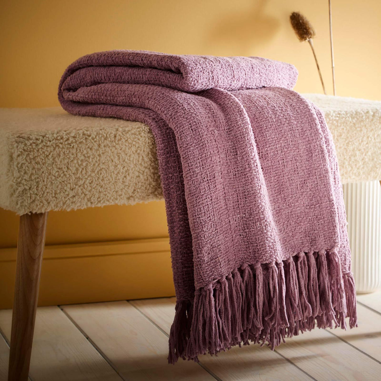 Textured Chenille Throw Blanket 130cm x 180cm by Appletree Loft