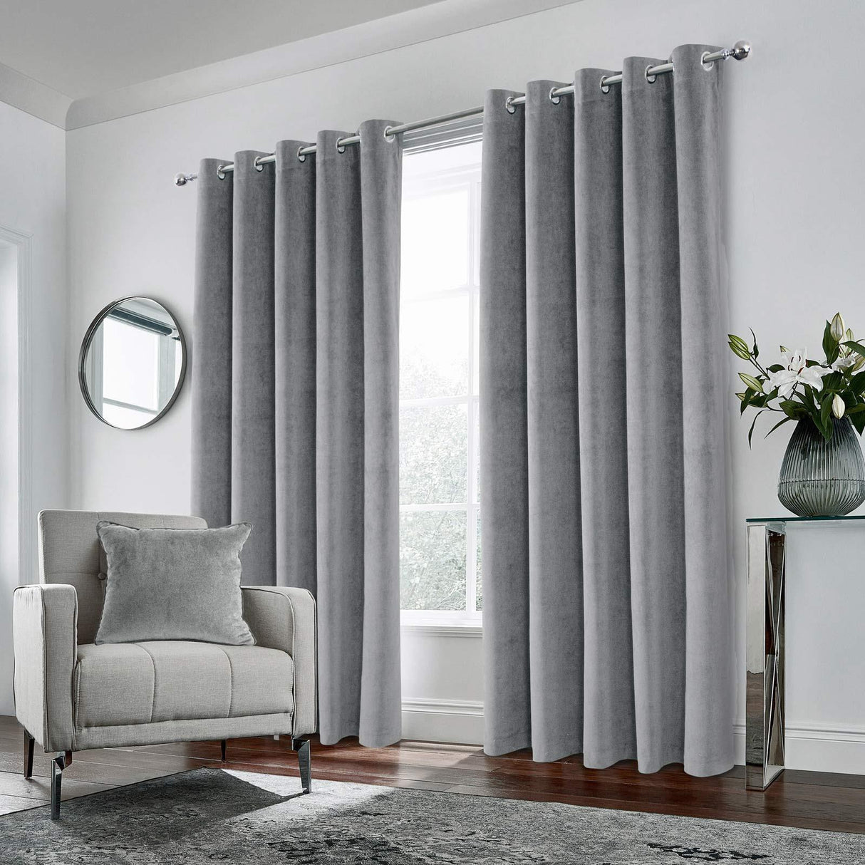 Hampton Velvet Blackout Eyelet Curtains by Enhanced Living