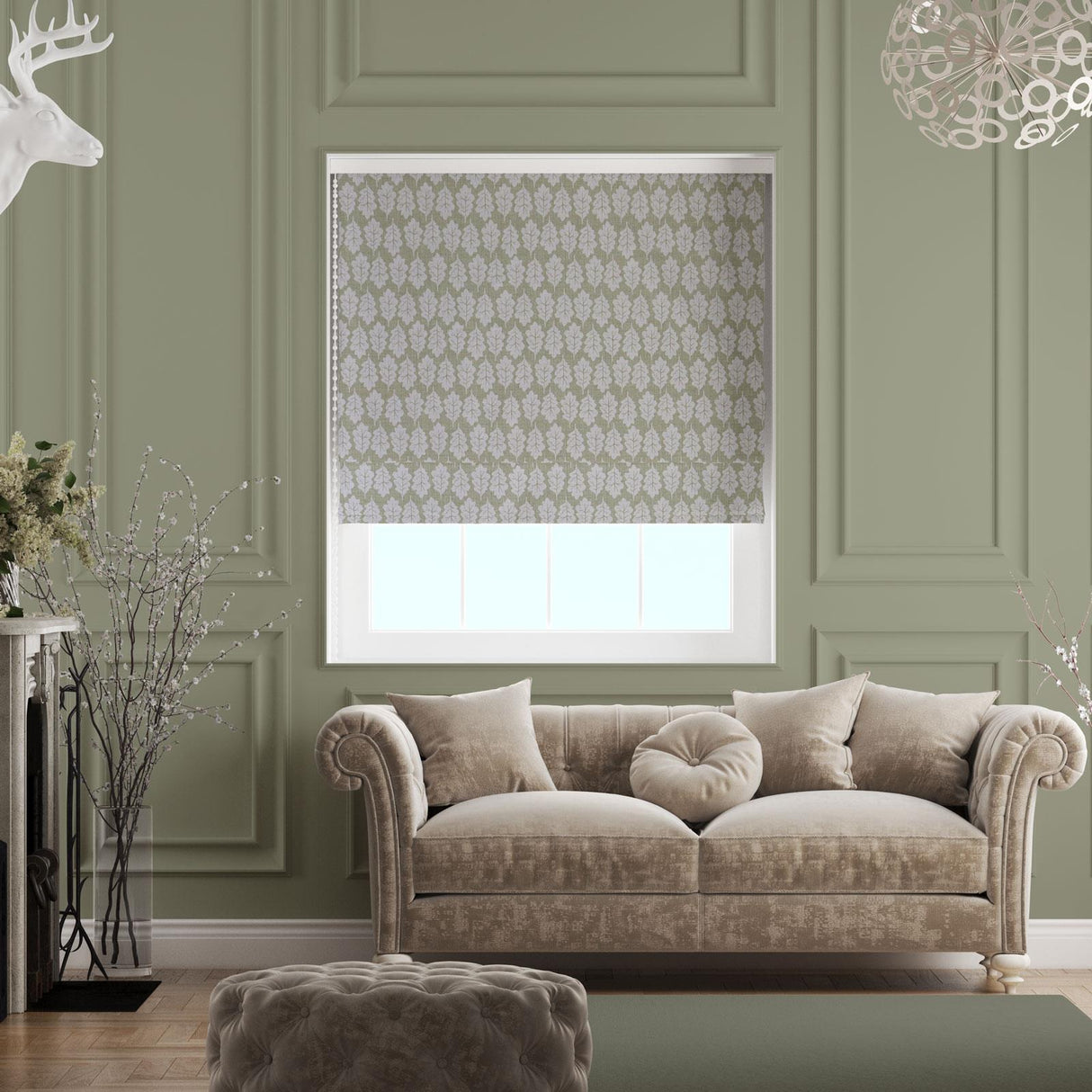 Oak Leaf Willow Made To Measure Roman Blind by Style Furnishings