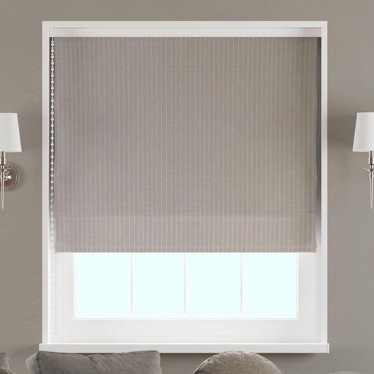 Pencil Stripe Pebble Made To Measure Roman Blind by Style Furnishings