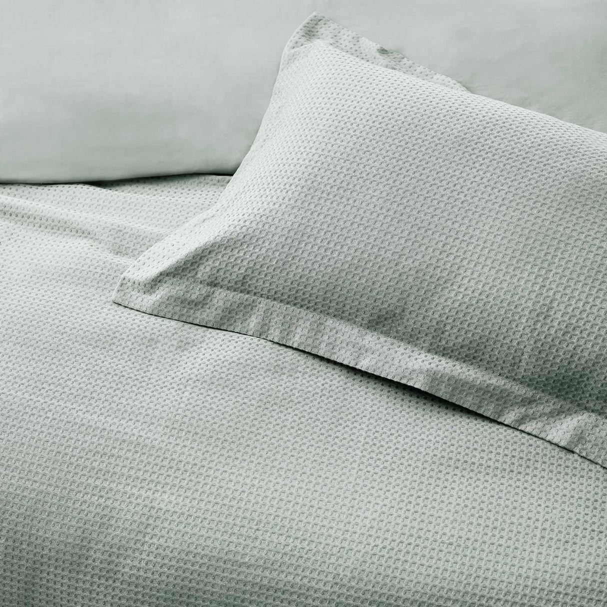 Waffle Textured Cotton Seafoam Duvet Cover Set