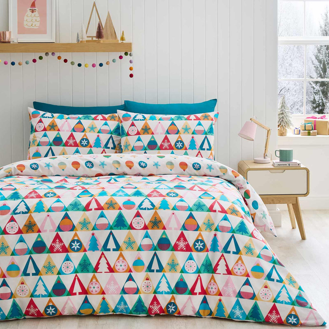 Catherine Lansfield Christmas Geo Festive Duvet Cover Set