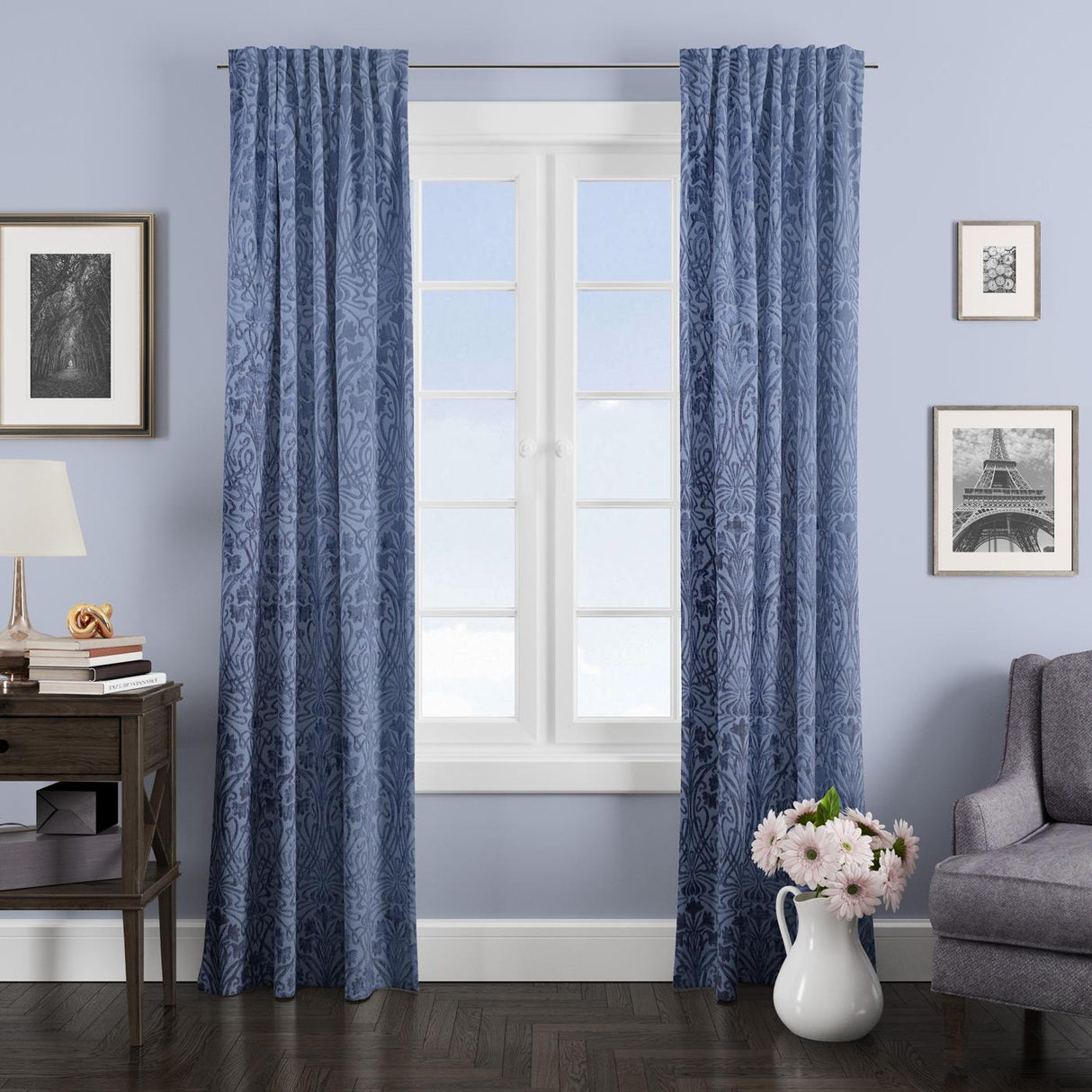 Tiverton Indigo Made To Measure Curtains by Style Furnishings