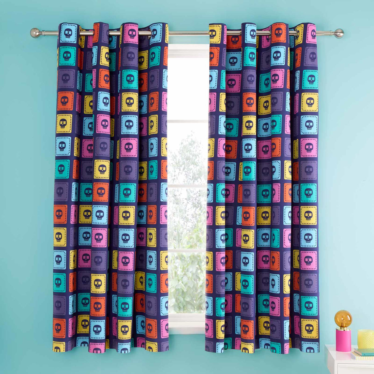 Sugar Skull Fiesta Eyelet Curtains by Catherine Lansfield