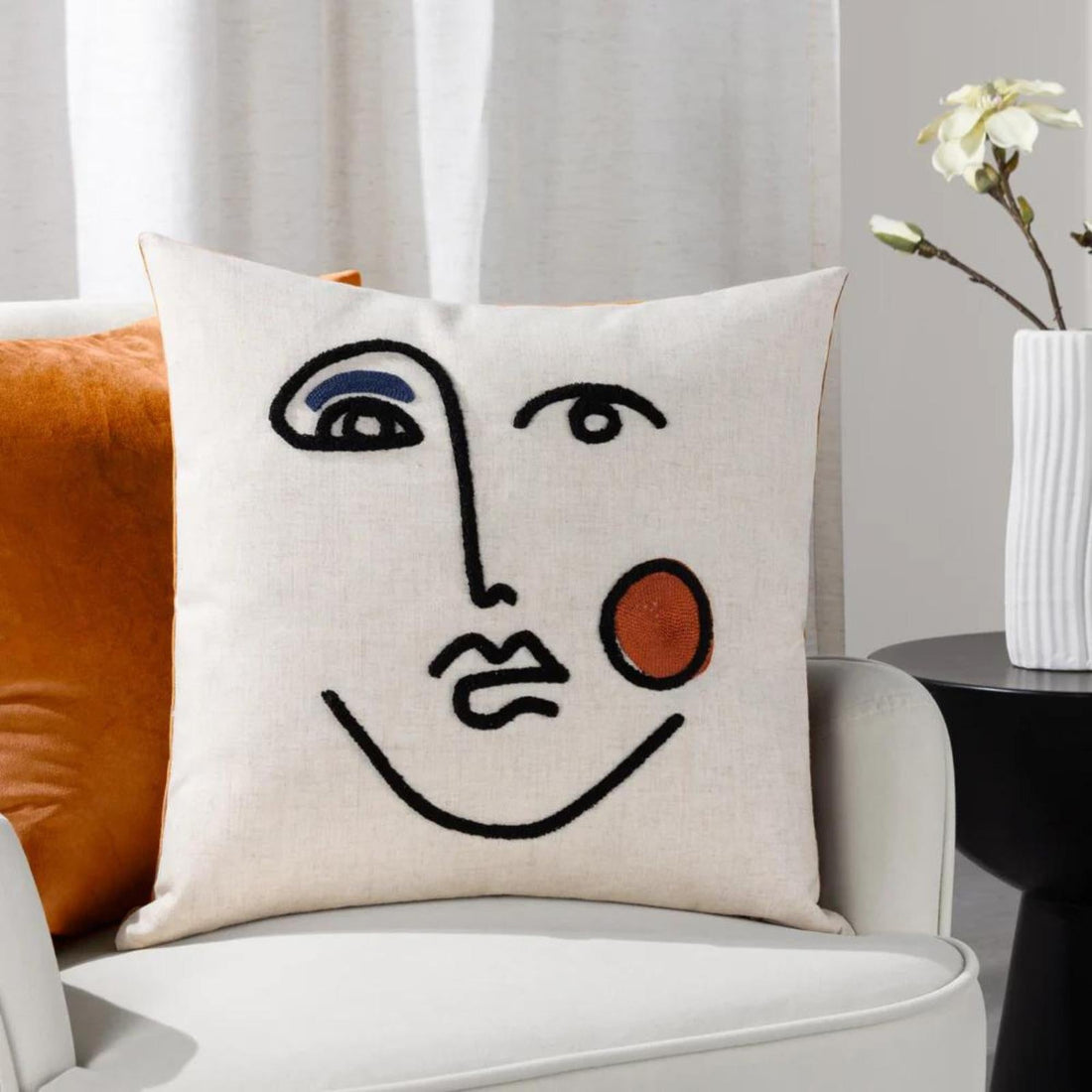 Cleo Linear Woven Velvet Ginger Cushion Cover 45cm x 45cm