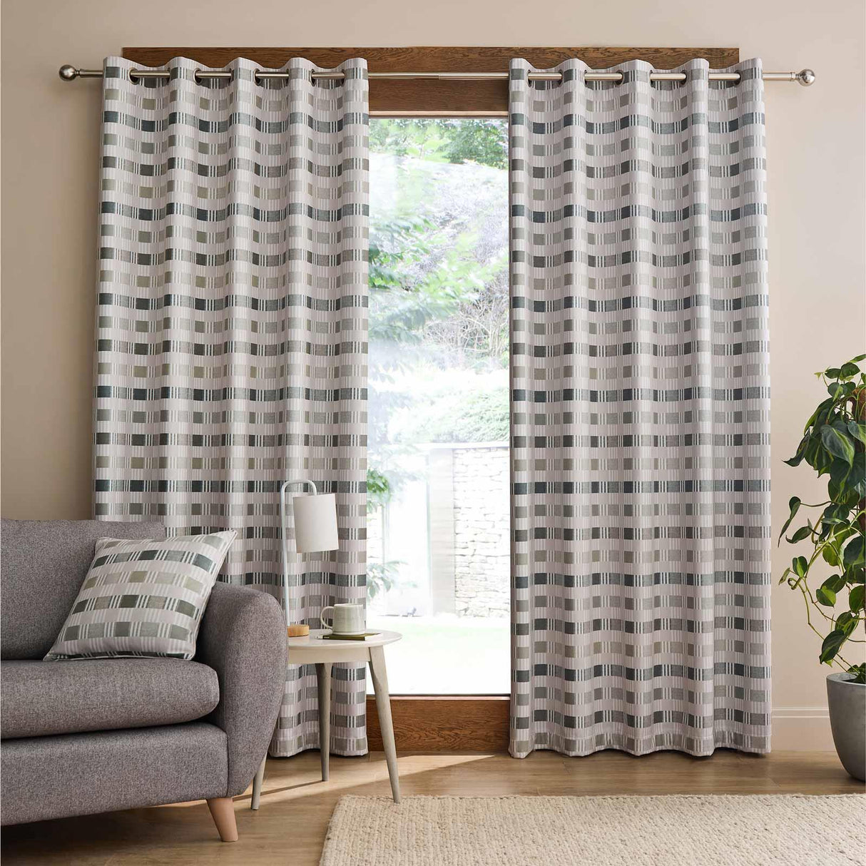 Wilson Check Blackout Eyelet Curtains by Catherine Lansfield