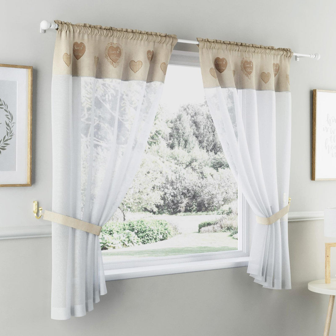 Sweetheart Embroidered Window Set Voile
