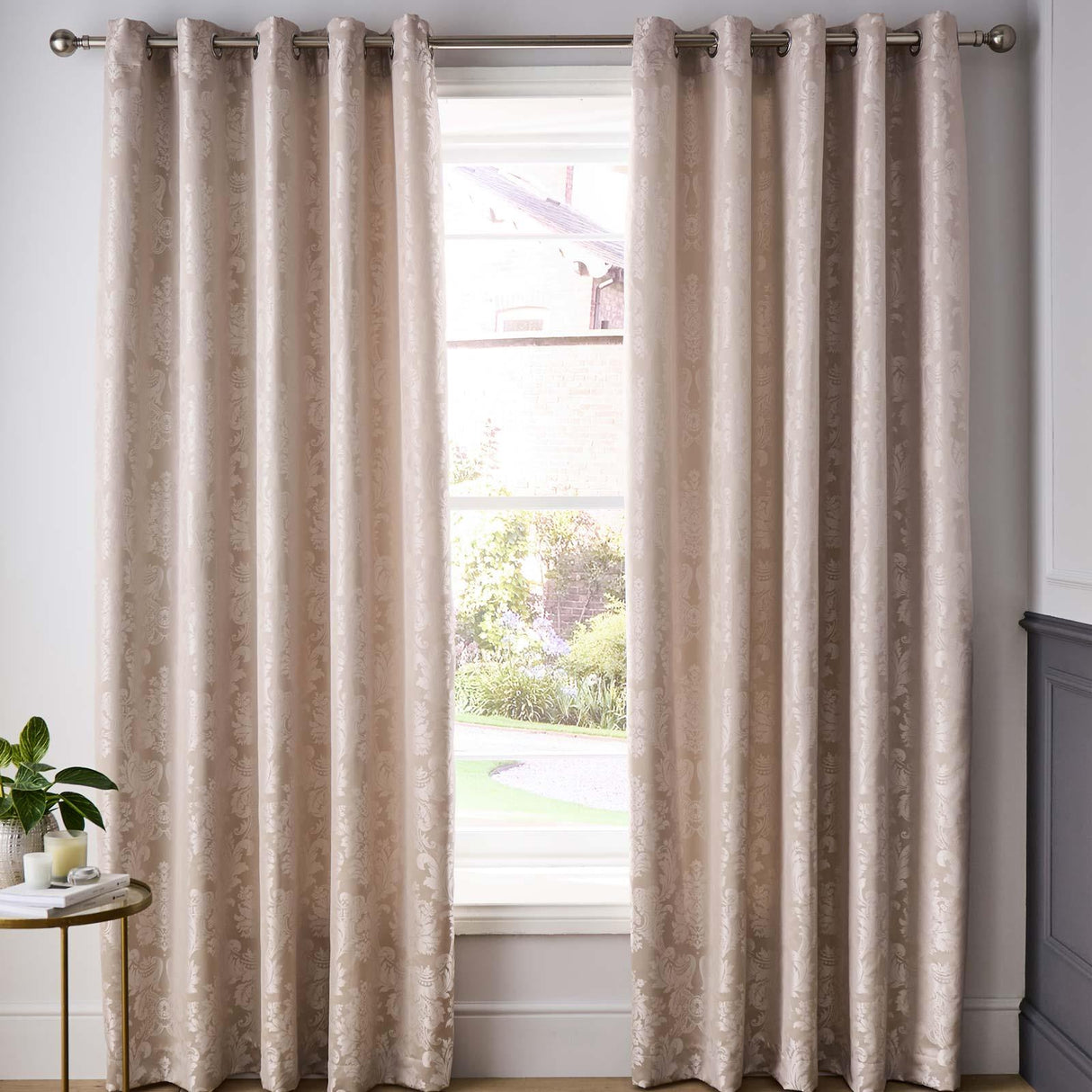 Damask Jacquard Eyelet Curtains by Catherine Lansfield