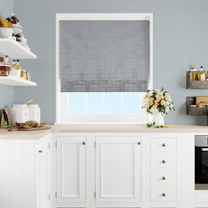 Azurite Smoke Made To Measure Roman Blind by Style Furnishings