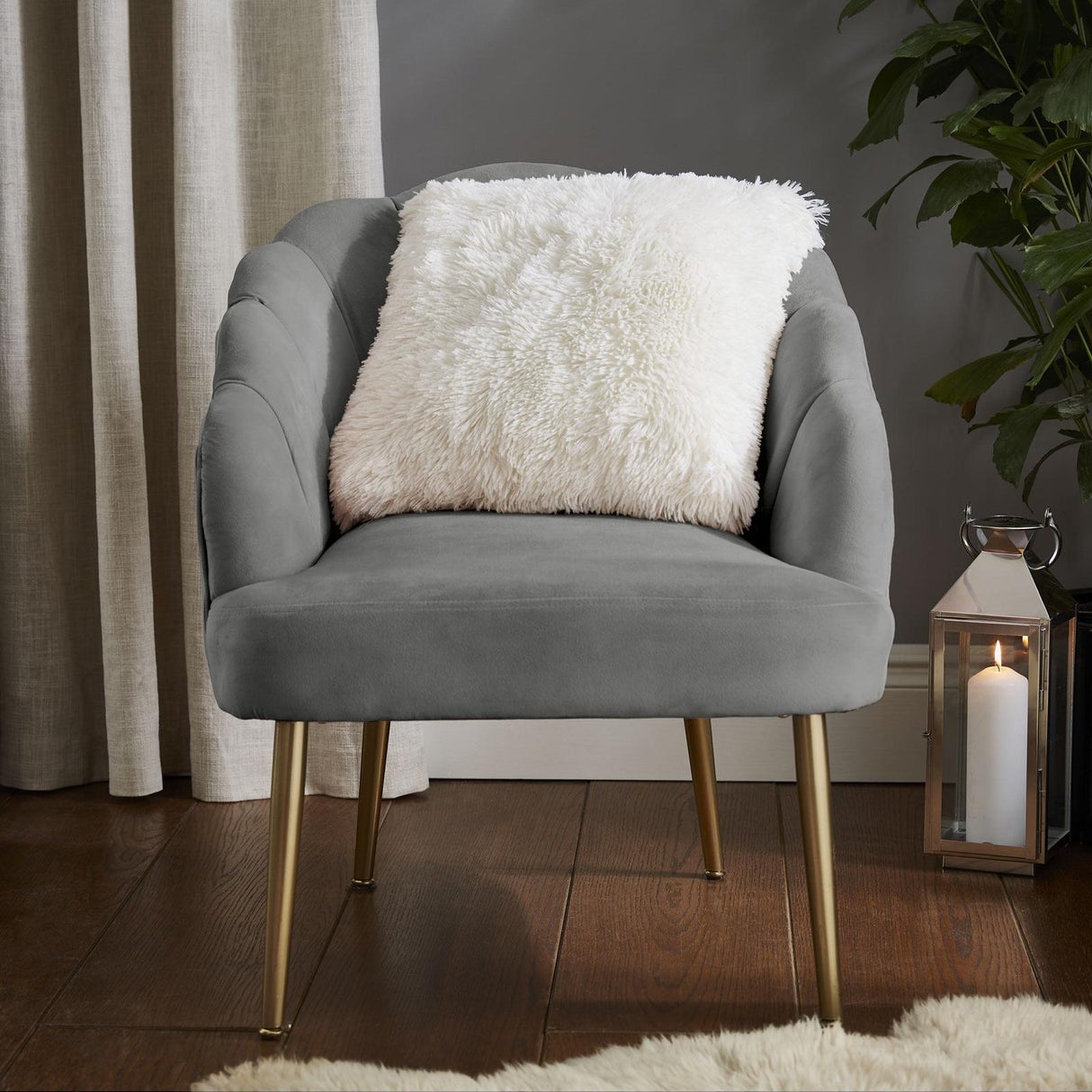 Catherine Lansfield Cuddly Soft Filled Cushion 45cm x 45cm (18" x 18") - Cream
