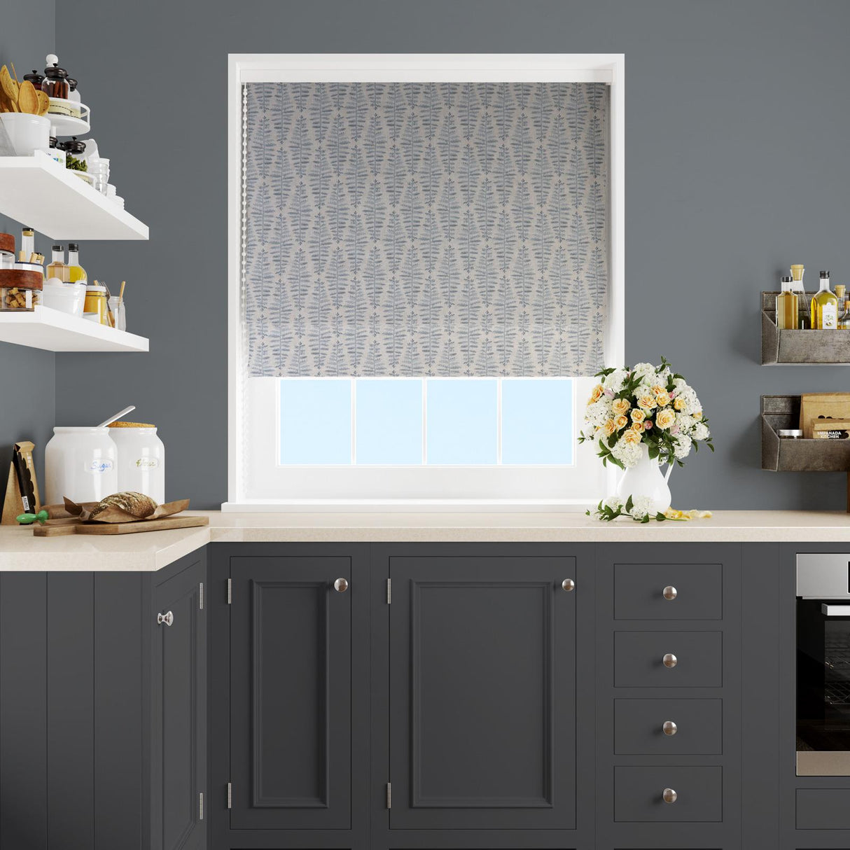 Fernia Denim Made To Measure Roman Blind by Style Furnishings