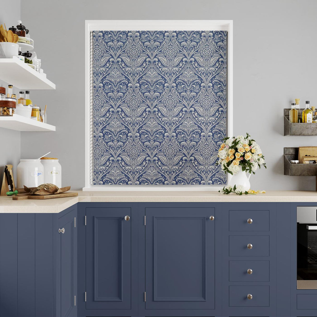 Hathaway Indigo Made To Measure Roman Blind by Style Furnishings