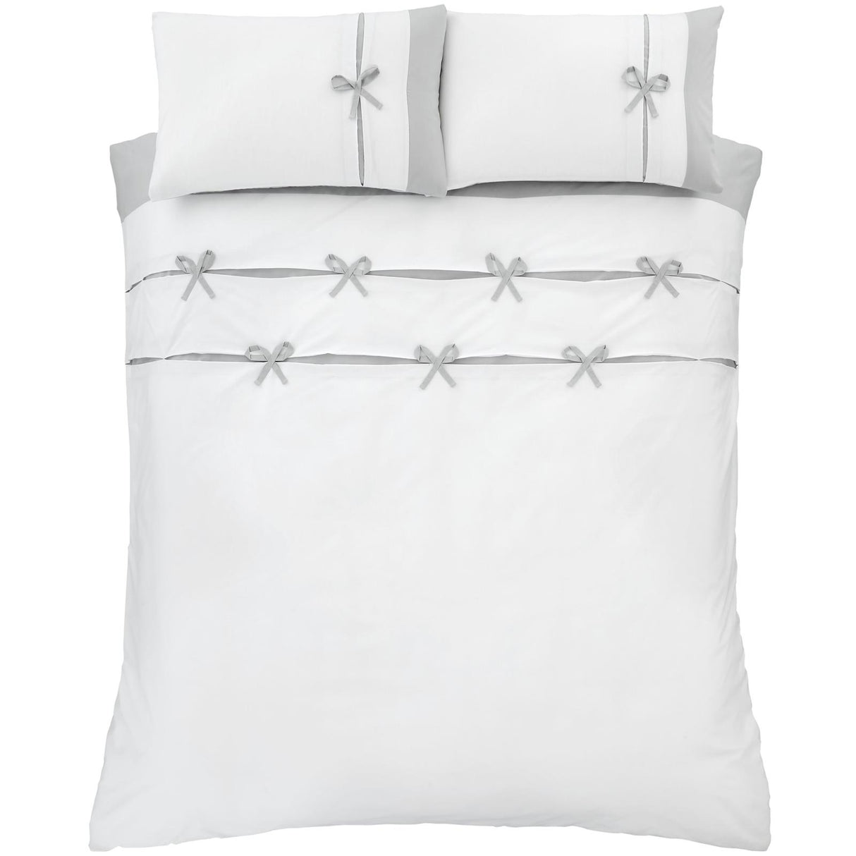Catherine Lansfield Milo Bow Duvet Cover Set with Pillowcase