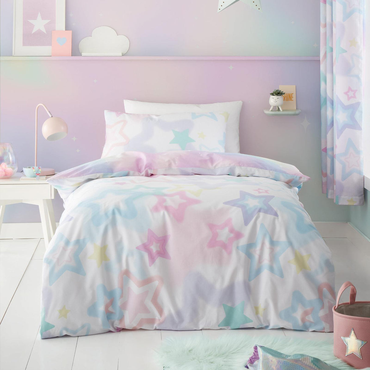 Ombre Stars Duvet Cover and Fitted Sheet Collection by Catherine Lansfield