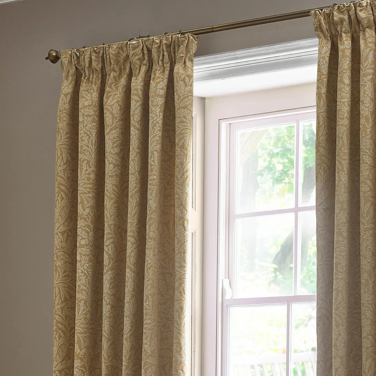 Acorn Tonal Tape Top Pencil Pleat Curtains by Morris & Co