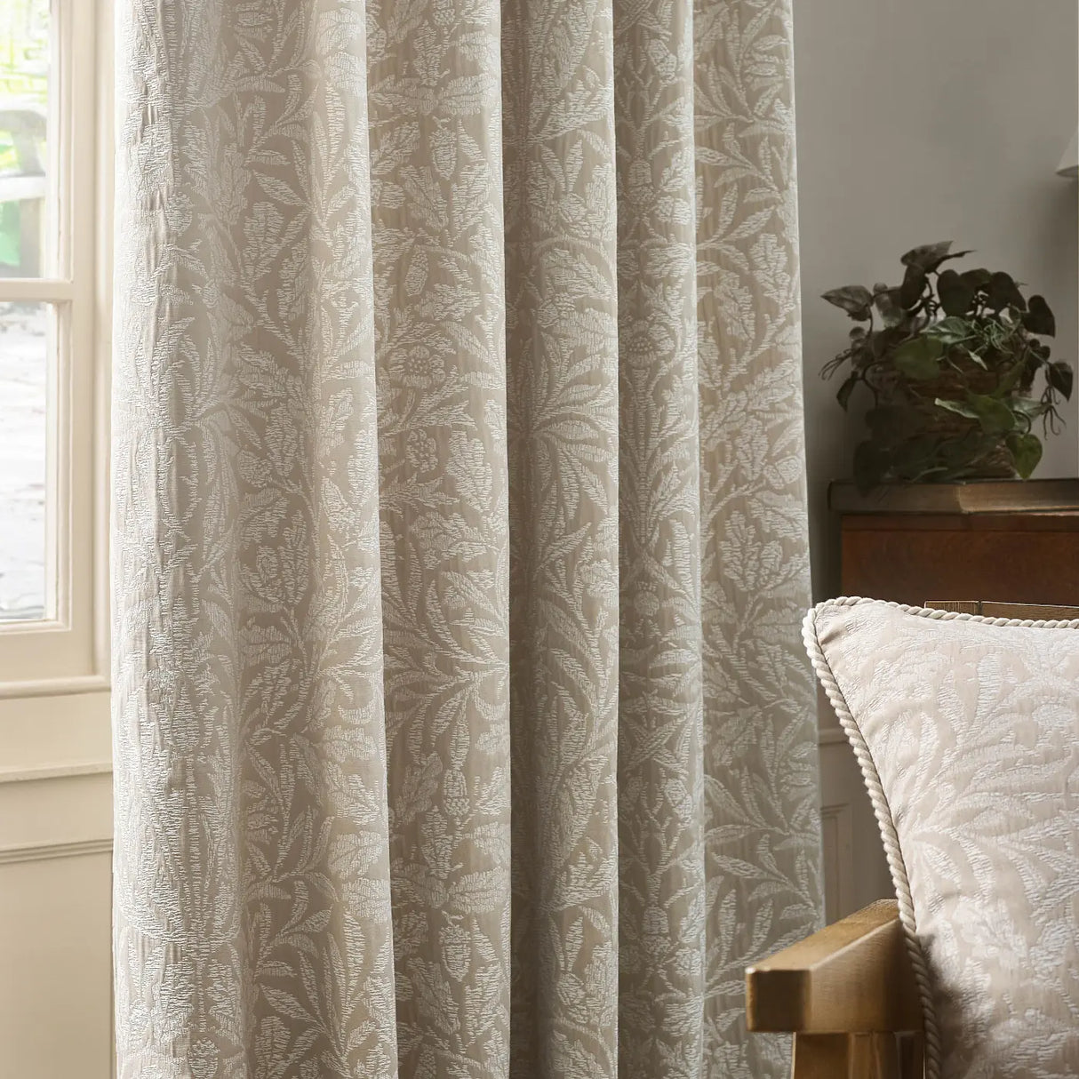 Acorn Tonal Tape Top Pencil Pleat Curtains by Morris & Co