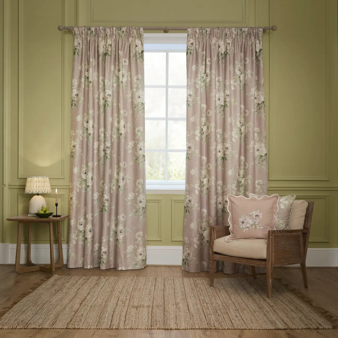 Adele Lined Rose Thermal Dimout Pencil Pleat Curtains