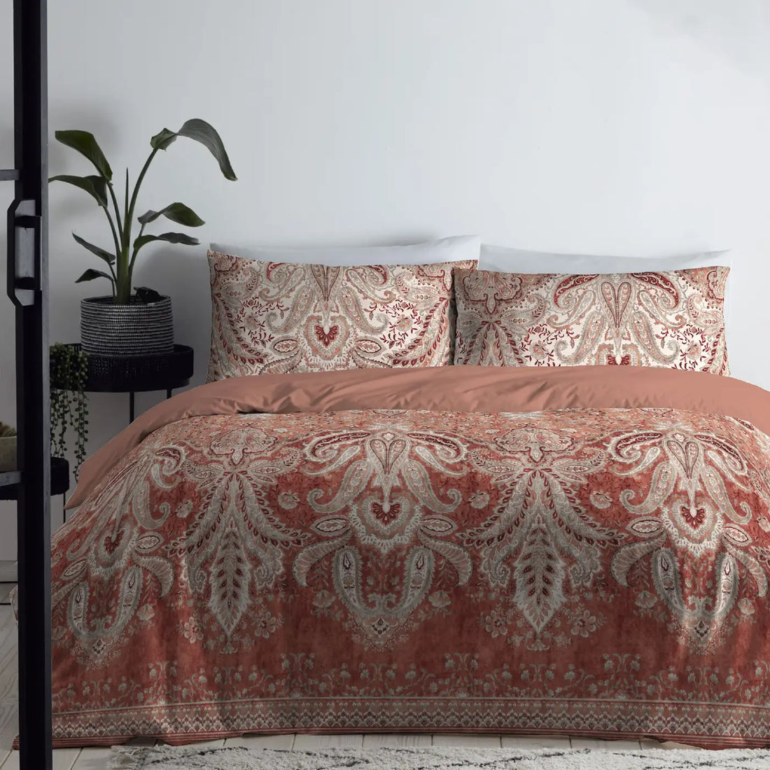 Anika 100% Cotton Duvet Cover Set - Terracotta