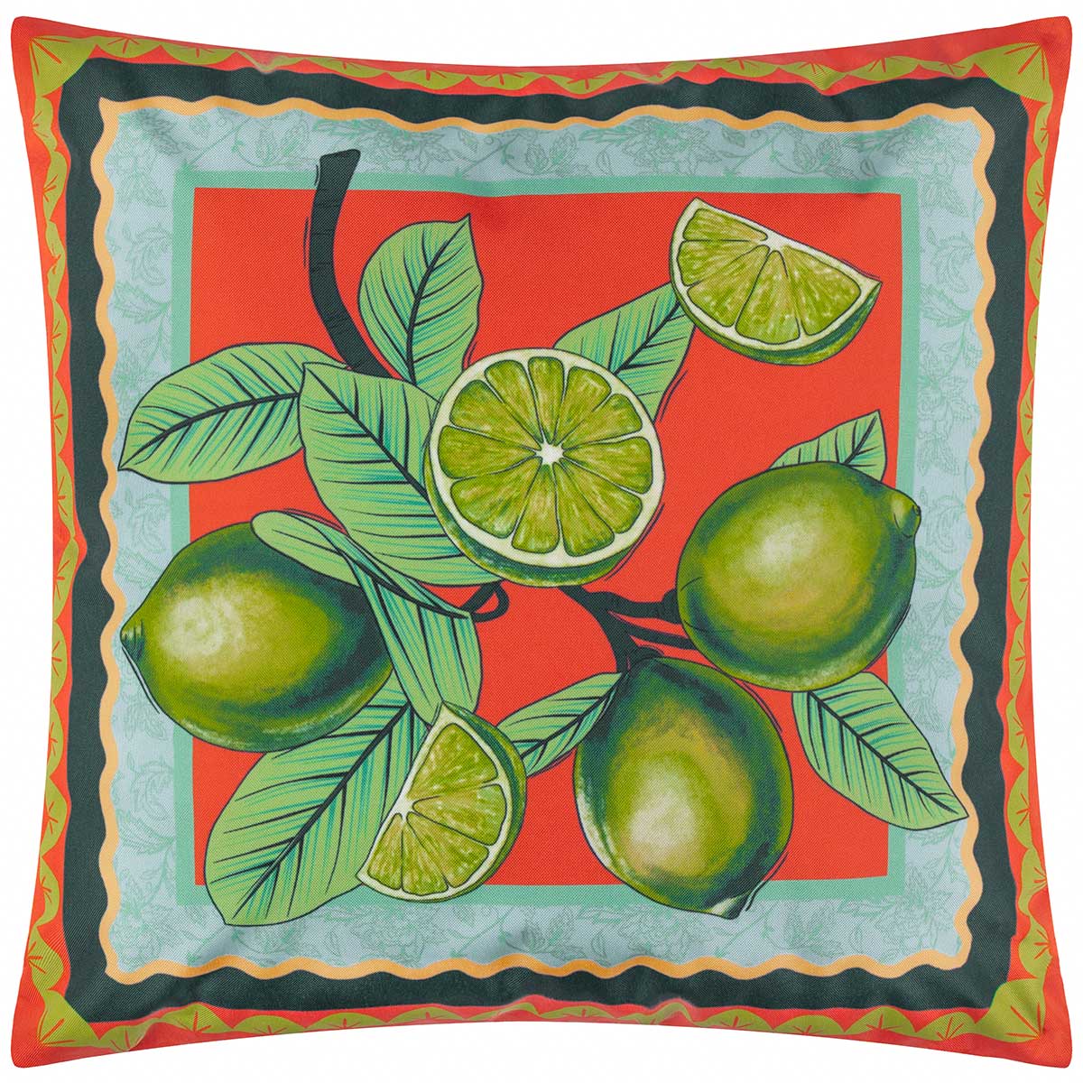 Anemone Limes Outdoor Cushion Cover / Filled Cushion 18" x 18" (45cm x 45cm) by furn. 3