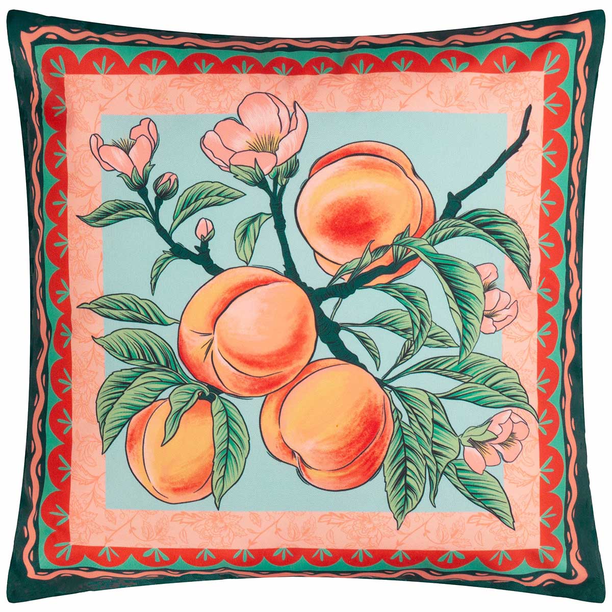 Anemone Peaches Outdoor Cushion Cover / Filled Cushion 18" x 18" (45cm x 45cm) by furn. 3