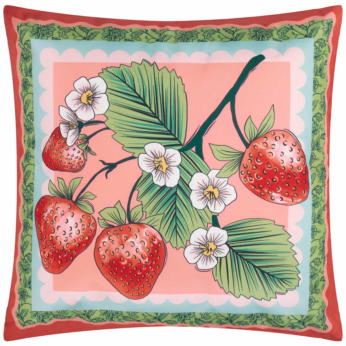 Anemone Strawberries Outdoor Cushion Cover / Filled Cushion 18" x 18" (45cm x 45cm) by furn. 3
