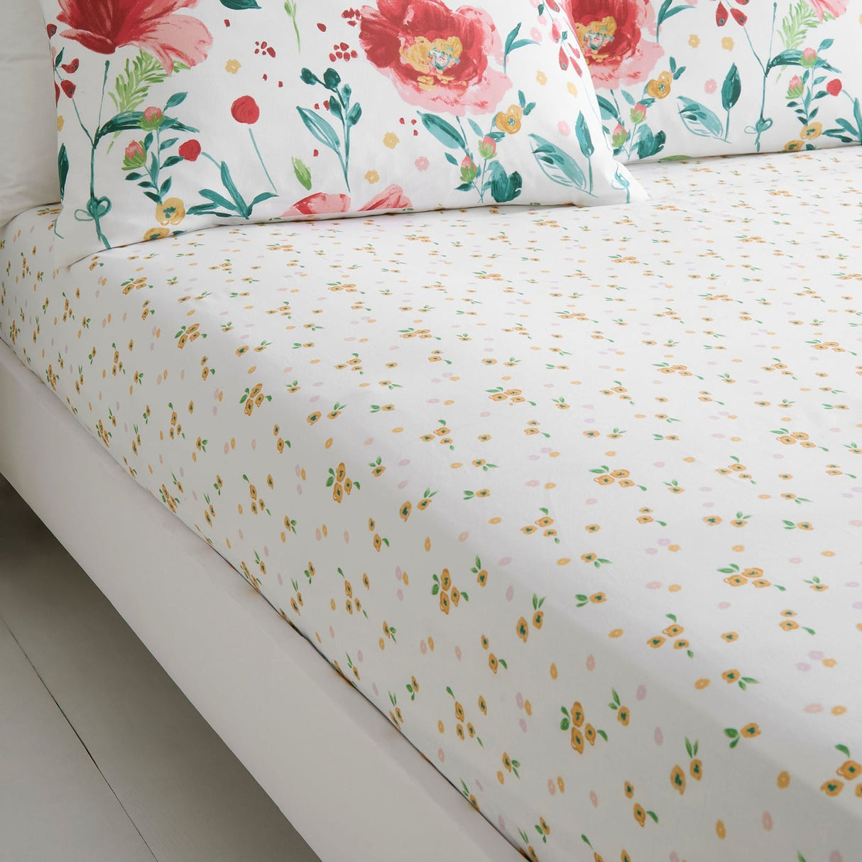 Abstract Poppy Floral Polycotton 28cm Deep Fitted Sheet