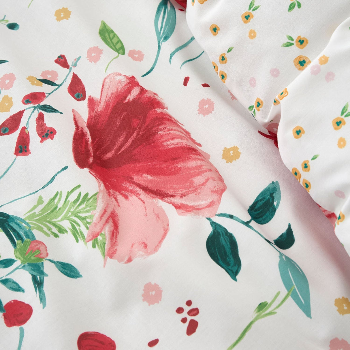 Design Abstract Poppy Floral Polycotton Duvet Cover Set - Abstract Poppy Duvet Cover Set In Red 3