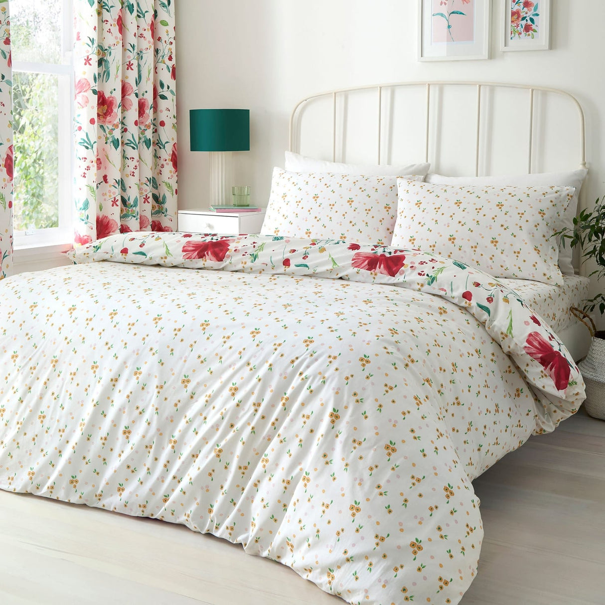 Design Abstract Poppy Floral Polycotton Duvet Cover Set - Abstract Poppy Duvet Cover Set In Red 4