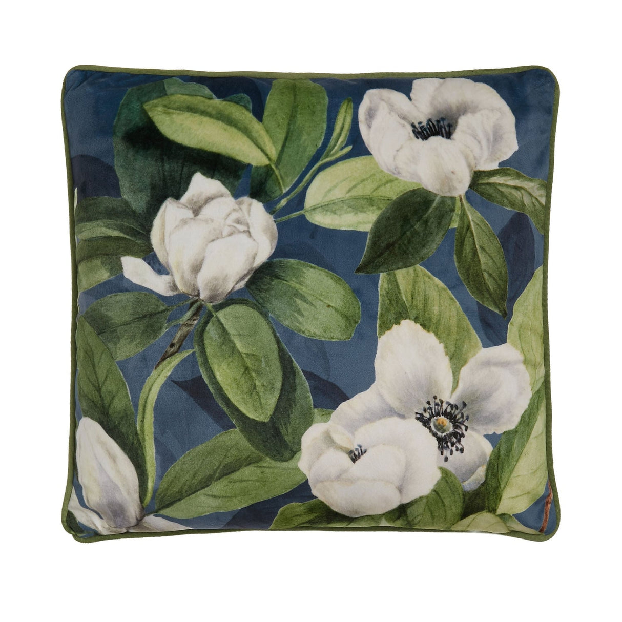 Alaya Floral Velvet Teal Filled Cushion