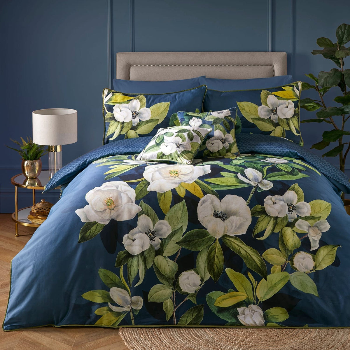 Alaya Floral Velvet Teal Filled Cushion - Alaya Cushion In Teal 43 X 43Cm 3