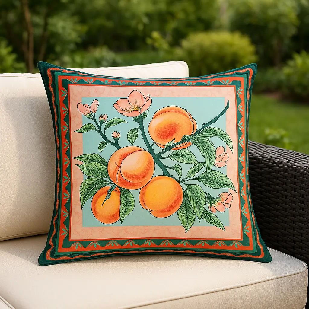 Anemone Peaches Outdoor Cushion Cover / Filled Cushion 18" x 18" (45cm x 45cm) by furn.