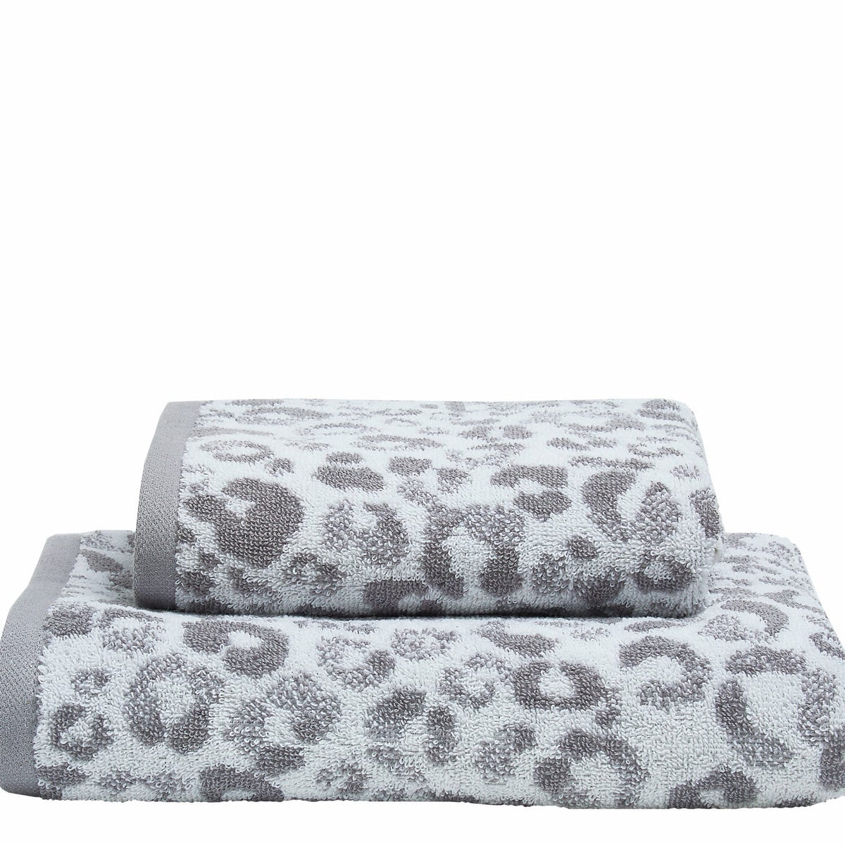 Animal Print Jacquard 550gsm Cotton Bathroom Towel - Grey - Animal Print Towels In Grey 2