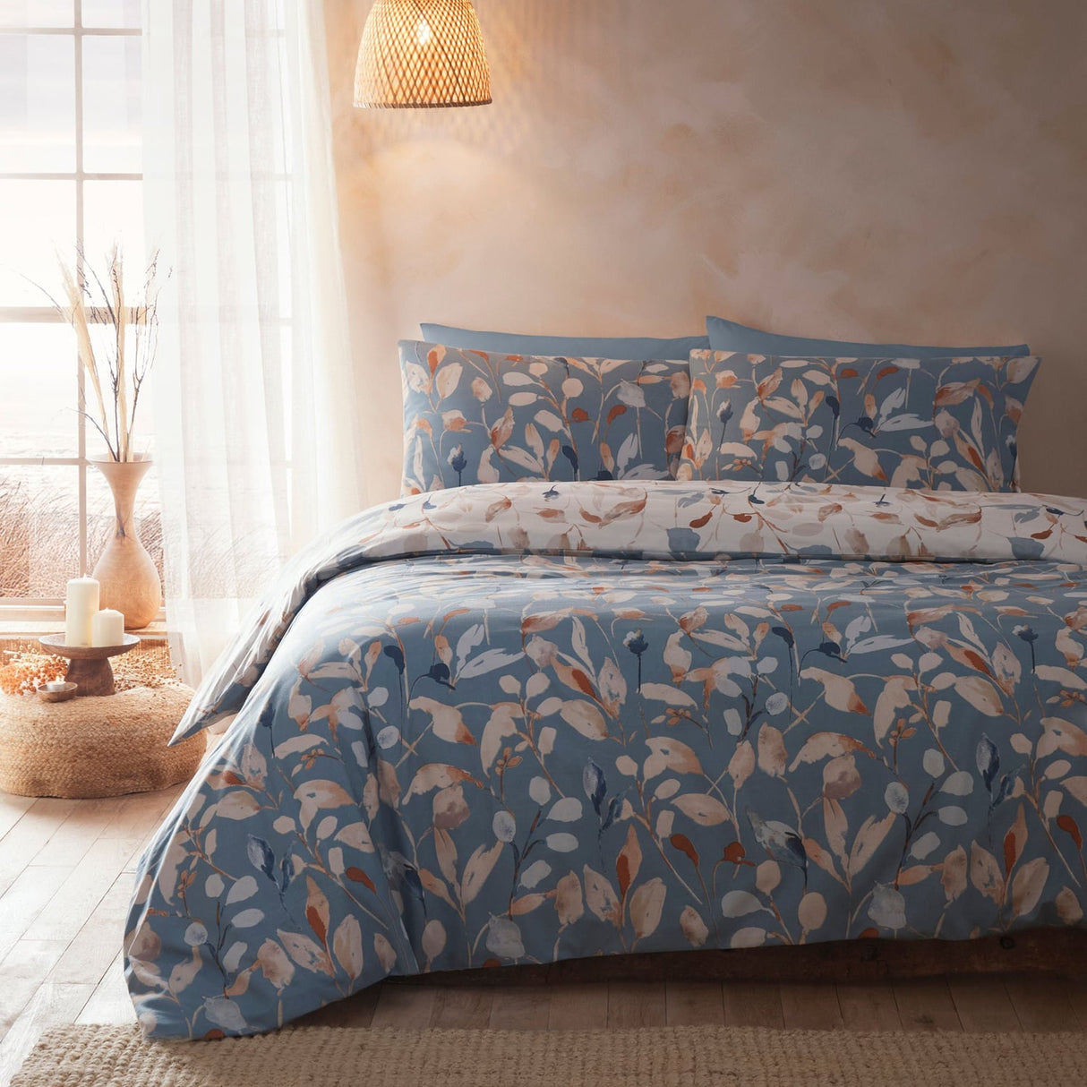Anya Eco Sustainable Polycotton Duvet Cover Set - Anya Duvet Cover Set In Blue 5