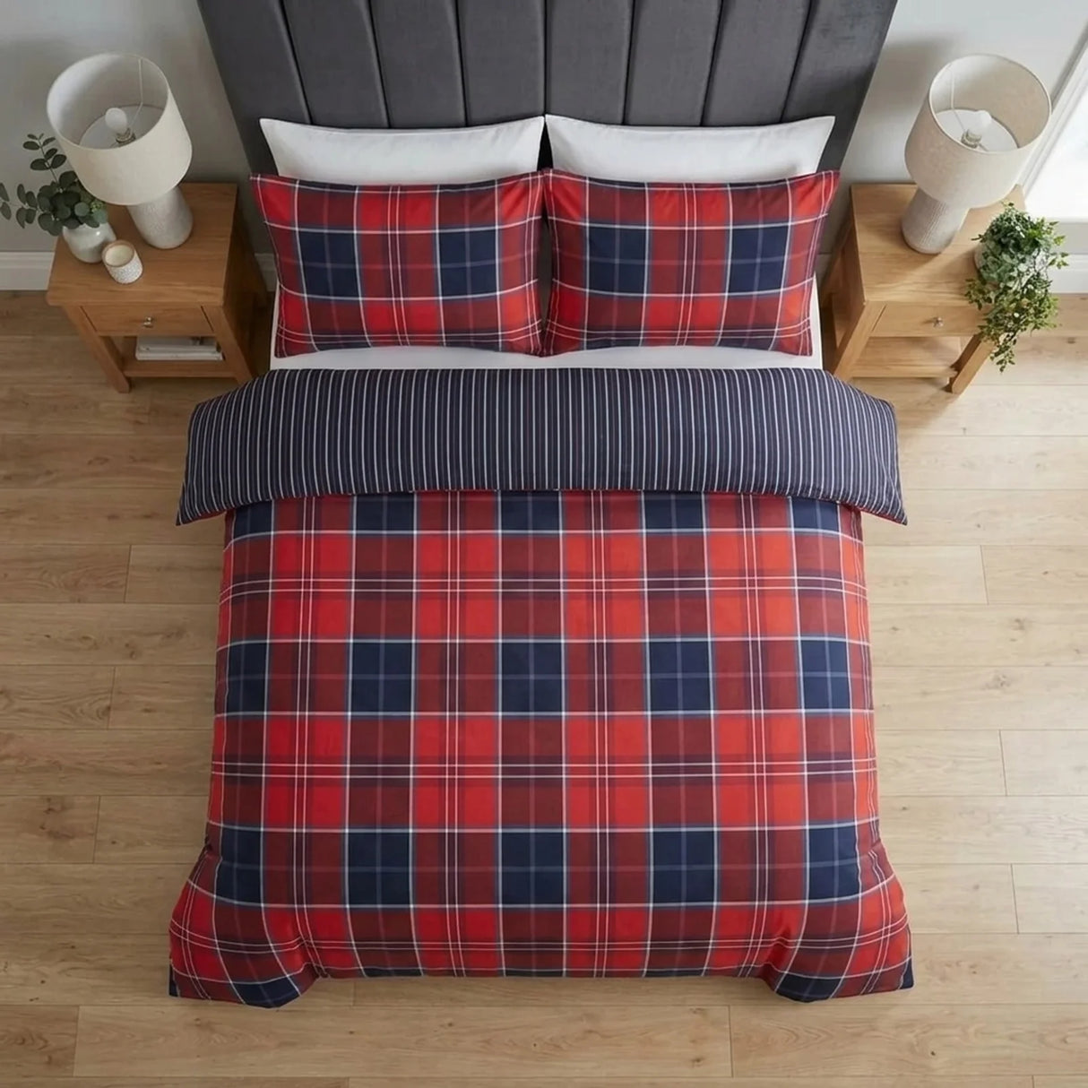 Argyle Red Duvet Cover Bedding Set-3