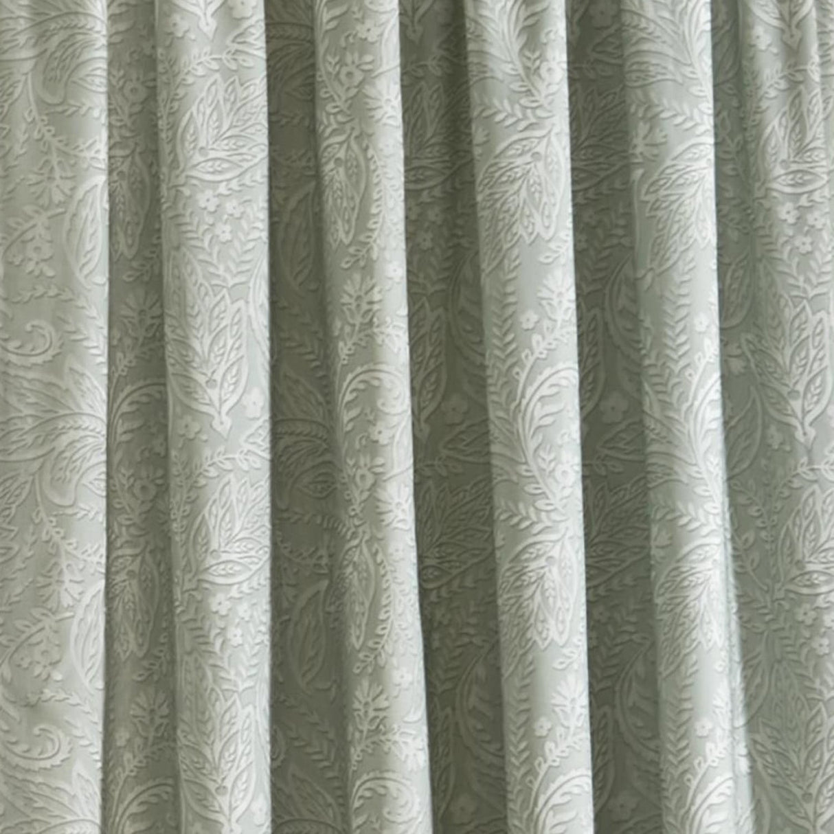 Aveline Floral Pencil Pleat Curtains - Green Thermal Light Filtering - Aveline Pencil Pleat Curtains In Green 4