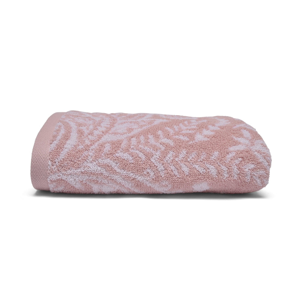 Aveline Jacquard Leaf 550gsm Cotton Bathroom Towel - Aveline Towels In Soft Pink 2