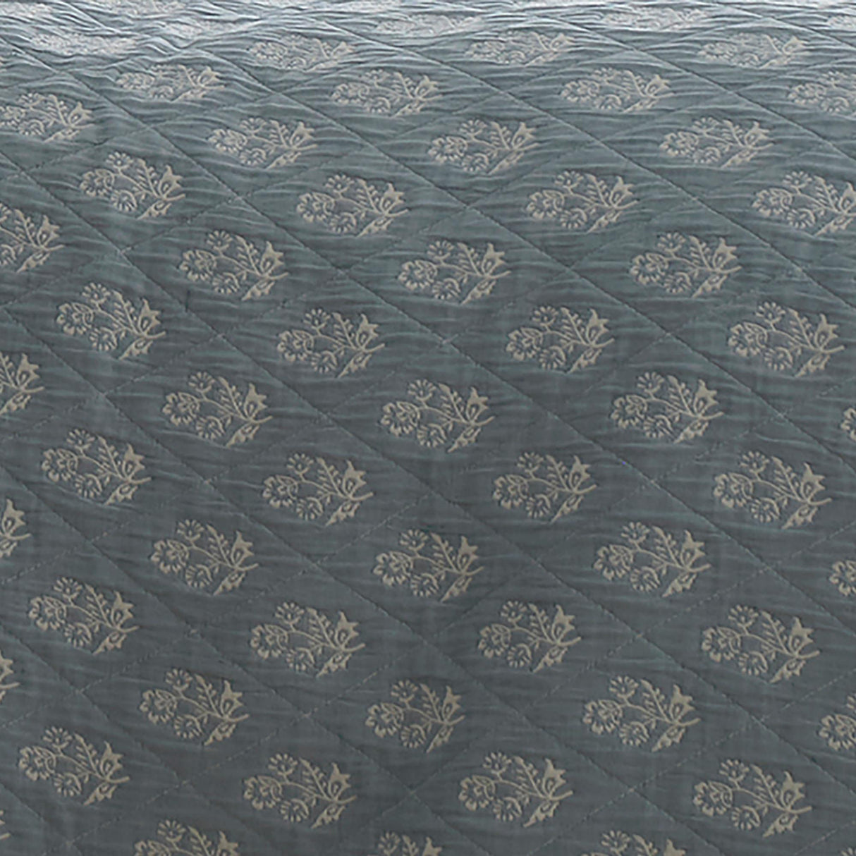 Dreams & Drapes Decorative Block Floral Jacquard Bedspread Blue 235cm x 235cm 2