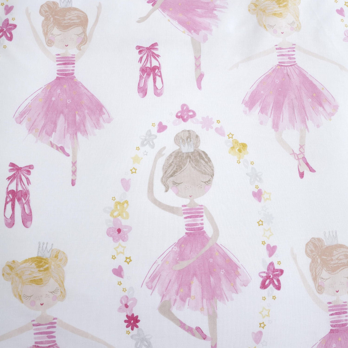 Ballet Dancer Kids Polycotton Duvet Cover Set Pink Single & Toddler Bedding - Ballet Dancer Duvet Cover Set In Pink 3
